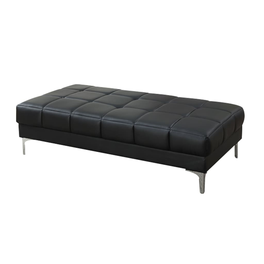 Ottoman | Modish Style | Bonded Leather Upholstery | Black