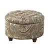 Paisley Patterned Fabric Upholstered Wooden Ottoman with Hidden Storage, Multicolor - N8264-F1044 By Casagear Home