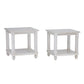 Plank Style Wooden Table Set with Slatted Lower Shelf and Bun Feet Set of Three White - T488-13 AYF-T488-13