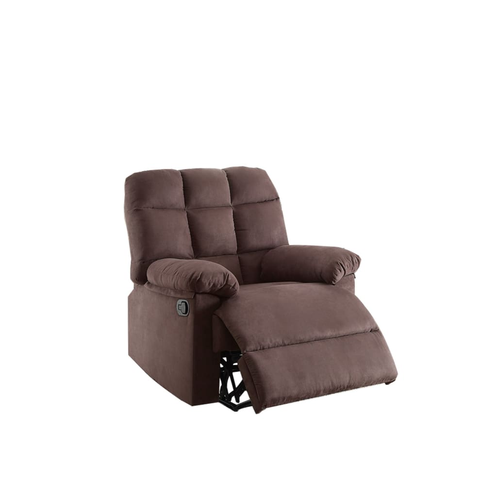 Plush Cushioned Recliner With Tufted Back And Roll Arms In Brown PDX-F6620
