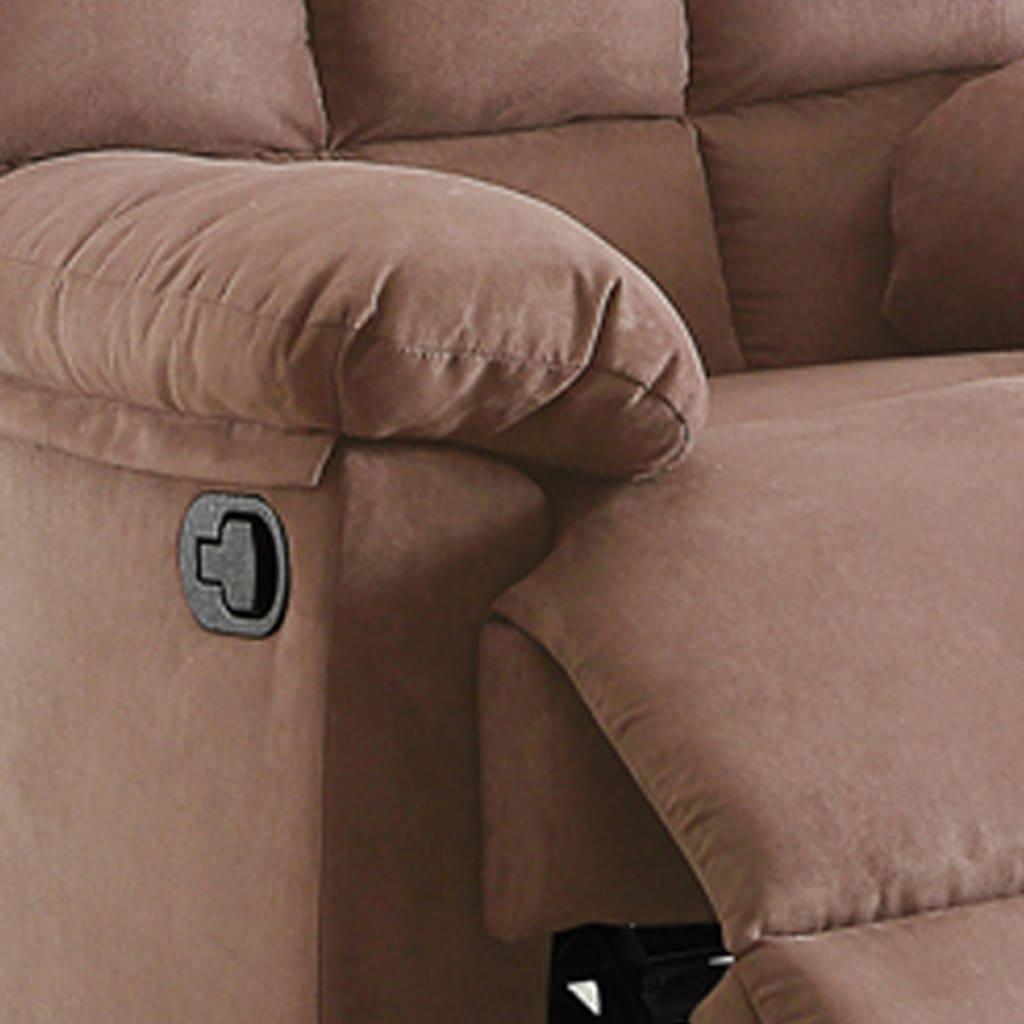 Plush Cushioned Recliner With Tufted Back And Roll Arms In Saddle Brown PDX-F6622