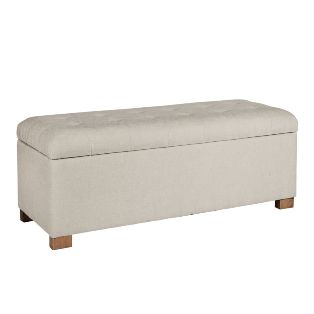 Bench | Button Tufted Hinged Lid Storage | Polyester Upholstery | Gray