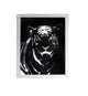 Rectangular Mirror framed Tiger Wall Decor With Crystal Inlays, Black & Silver - AMF-97319