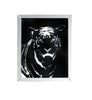 Rectangular Mirror framed Tiger Wall Decor With Crystal Inlays, Black & Silver - AMF-97319