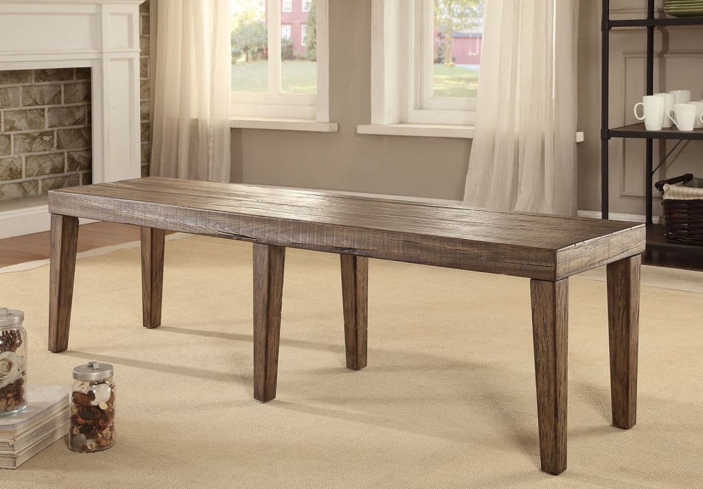 Rectangular Shape Wooden Bench With Six Tapered Leg, Brown, Small -CM3562BN-S By Casagear Home