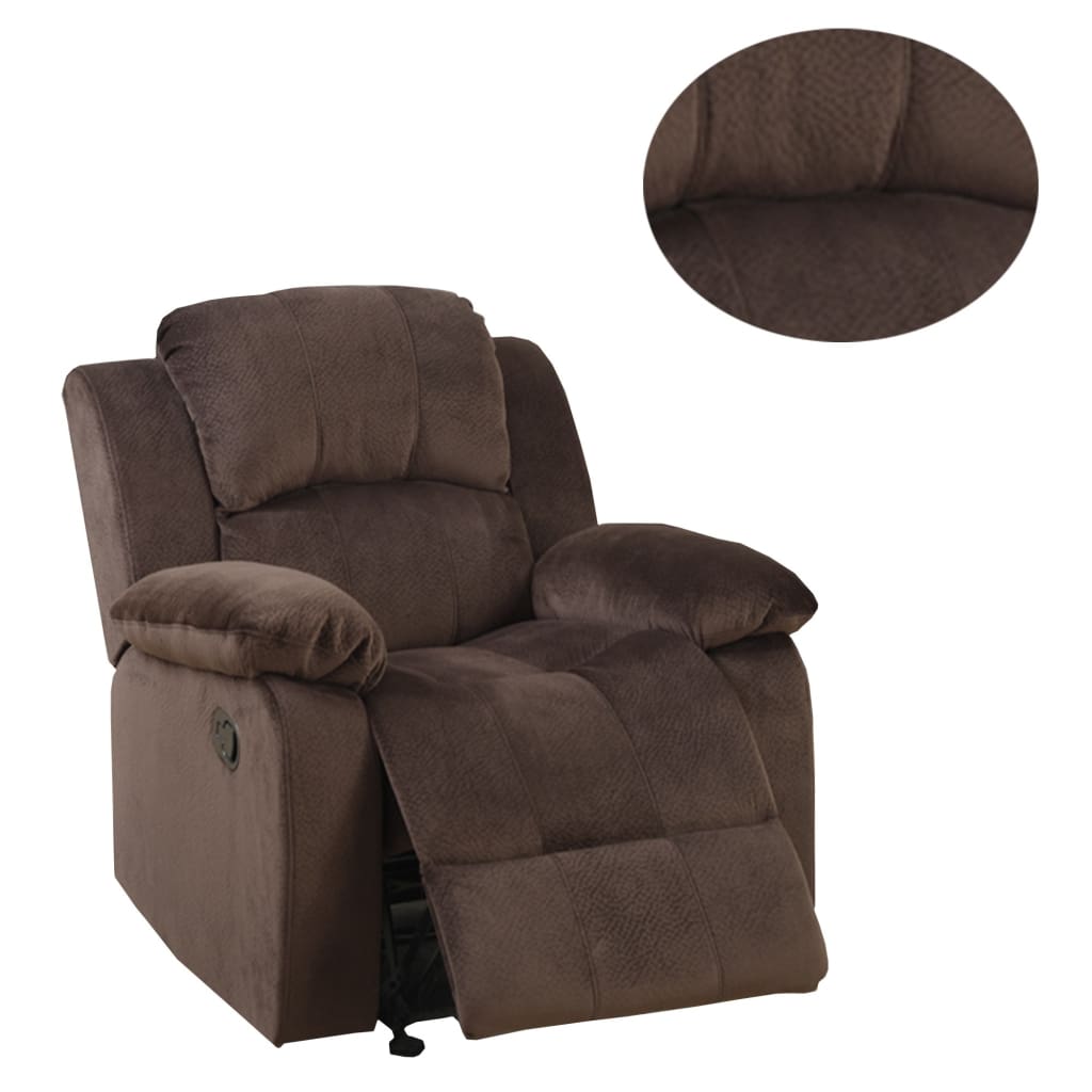 Rocker Recliner In Choco Brown Suede Fabric PDX-F6713