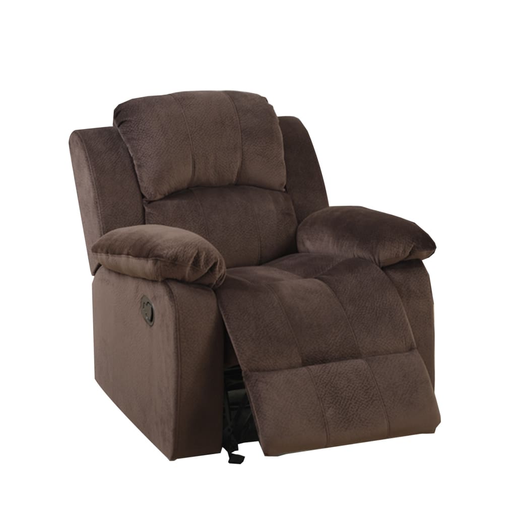 Rocker Recliner In Choco Brown Suede Fabric PDX-F6713