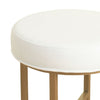 Round Shape Metal Framed Stool with Velvet Upholstered Seat White and Gold - K7399-B118 KFN-K7399-B118