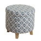Round Shaped Fabric Upholstered Wooden Ottoman with Lift Off Lid Storage, Blue and White - K7490-A811 By Casagear Home