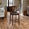 Rubber Wood Counter Height Armless Chair, Dark Walnut brown, Set of 2