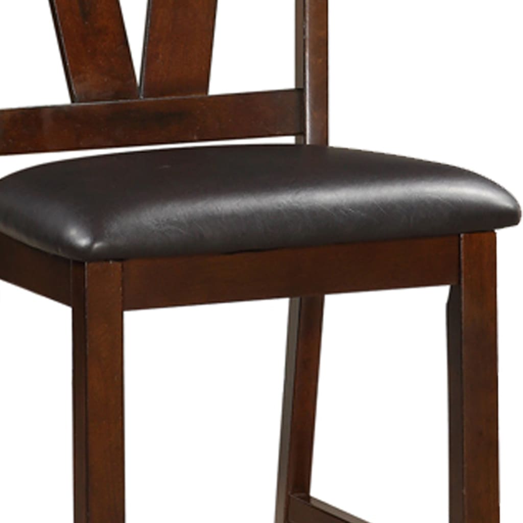 Rubber Wood Counter Height Armless Chair Dark Walnut brown Set of 2 PDX-F1333