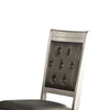 Rubber Wood Dining Chair With Diamond Tufted Back Set Of 2 Gray PDX-F1705