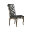 Set Of 2 Rubber Wood Dining Chair With Tufted Back, Gray And Silver