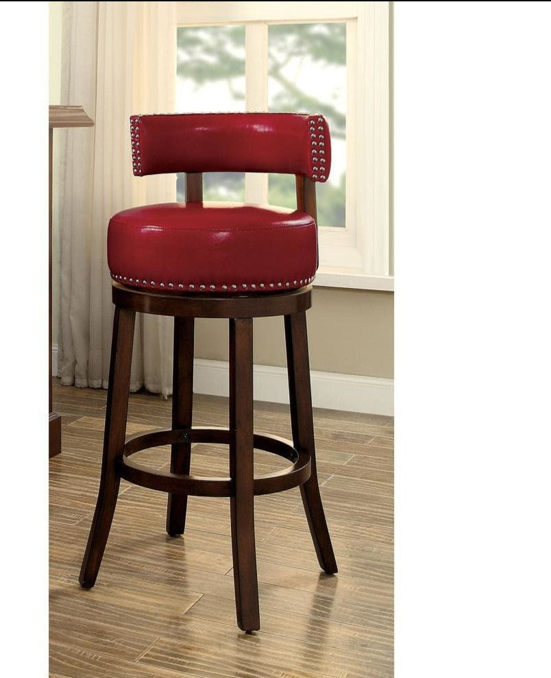 Shirley Contemporary 24" Barstool With pu Cushion, Red Finish, Set of 2 By Casagear Home
