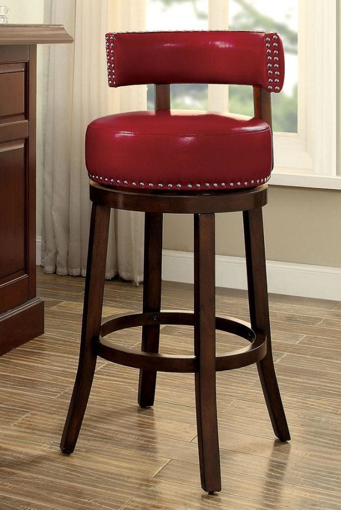 Shirley Contemporary 29" Barstool With pu Cushion, Red Finish, Set of 2 By Casagear Home