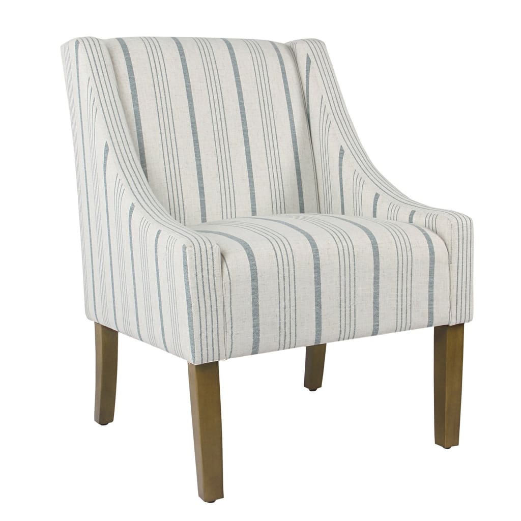 Stripe Pattern Fabric Upholstered Accent Chair with Wooden Legs, Multicolor - K6908-F2230 By Casagear Home