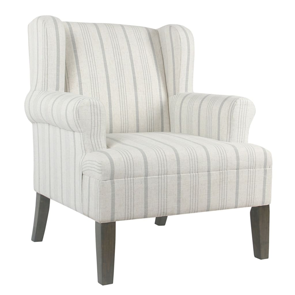 Stripped Pattern Fabric Upholstered Wooden Accent Chair with Wing Back, Multicolor - K6699-F2231 By Casagear Home