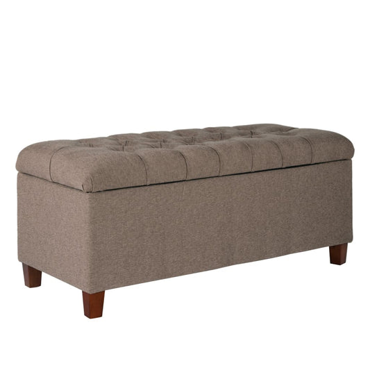Storage Bench | Textured Fabric | Tufted | Hinged | Brown