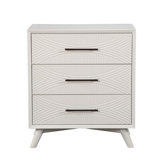 Small Chest | 3 Drawers | Mahogany Wood | White | Splayed Legs