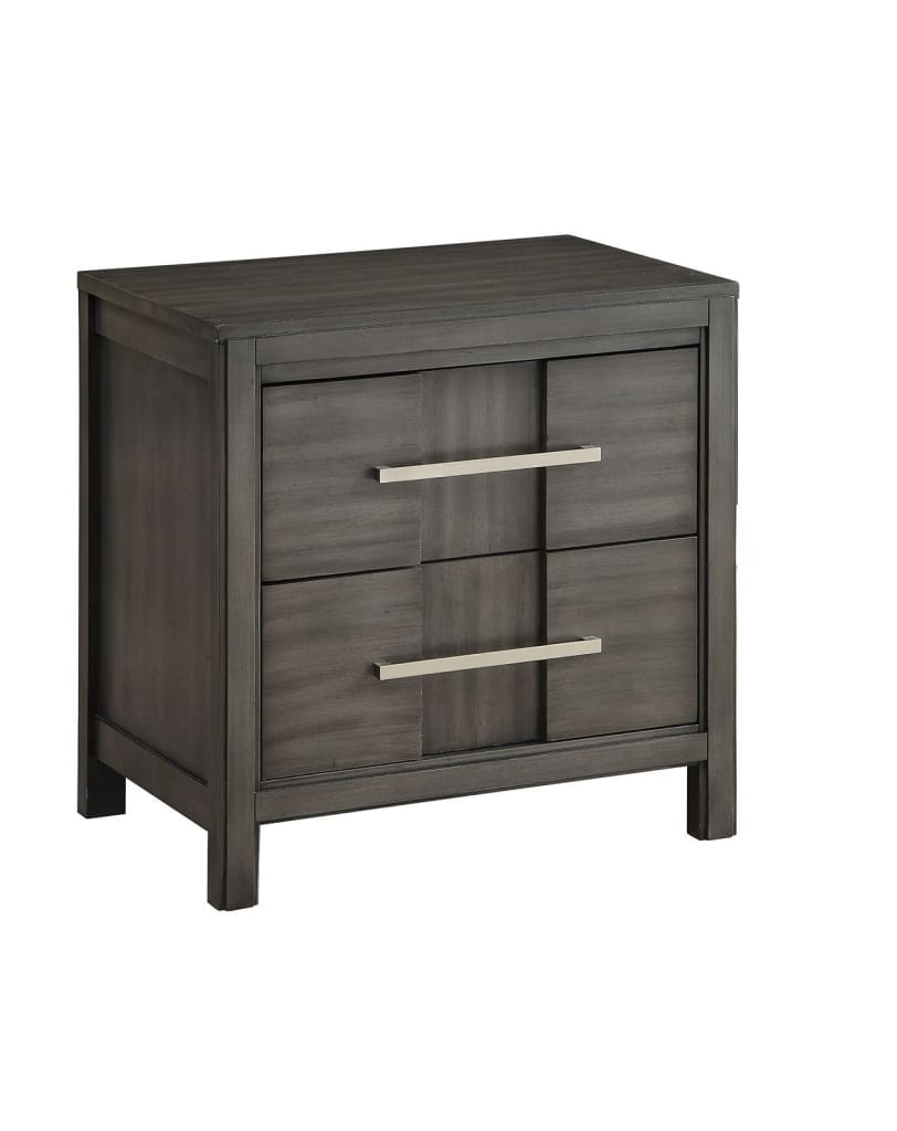 Transitional Solid Wood Night Stand With Two Drawers, Gray By Casagear Home