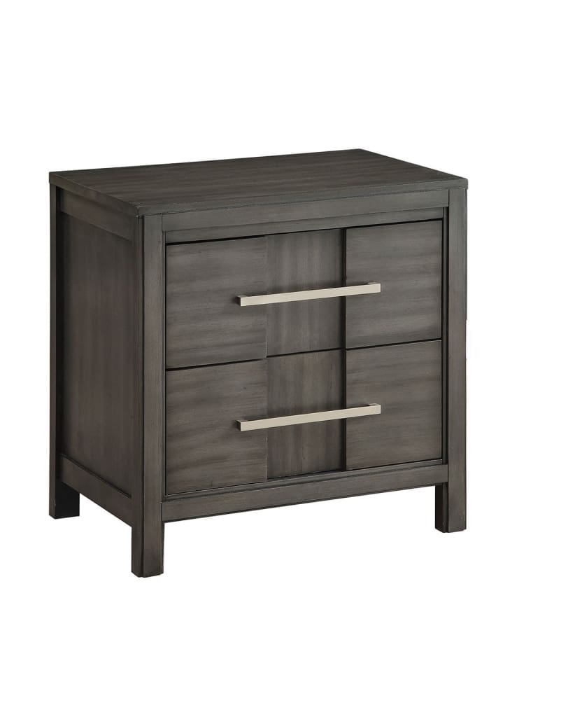 Nightstand | 2 Drawer | Transitional Solid Wood | Gray Finish