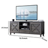 Transitional Wooden TV Stand with Two Side Door Cabinets and Spacious Storage Gray - 182290 IDF-182290