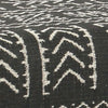 Tribal Pattern Fabric Upholstered Ottoman with X Shape Metal Legs Black and Cream - K7401-F2267 KFN-K7401-F2267