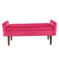 Velvet Upholstered Wooden Bench with Tapered Legs and Track Armrest, Pink and Brown - K7743-B268 By Casagear Home