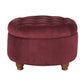 Velvet Upholstered Wooden Ottoman with Tufted Lift Off Lid Storage, Red - N8264-B119 By Casagear Home