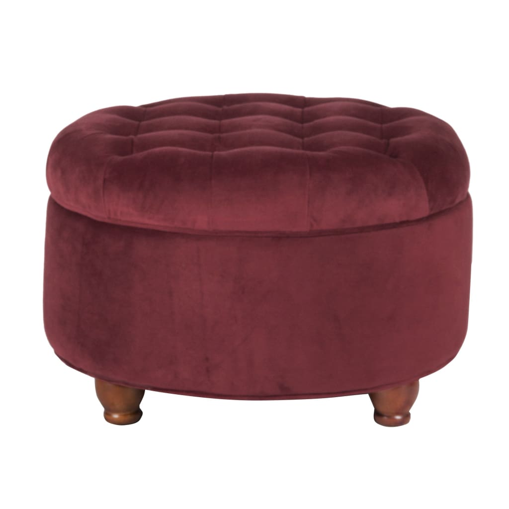 Velvet Upholstered Wooden Ottoman with Tufted Lift Off Lid Storage, Red - N8264-B119 By Casagear Home