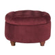 Velvet Upholstered Wooden Ottoman with Tufted Lift Off Lid Storage, Red - N8264-B119 By Casagear Home
