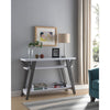 Wooden Console Table With 2 Lower Shelves, White And Distressed Gray - 161835 By Casagear Home