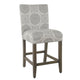 Counter Stool | Medallion Pattern Fabric | Gray | Wood Frame