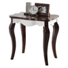 Wooden End Table with Cabriole Legs, White and Walnut Brown - 80682