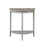 28 Inch Wooden Half Moon Console Table with Bottom Shelf, Gray - 90161