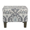 Ottoman | Hidden Storage | Patterned Upholstery | Gray & Blue