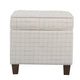 Ottoman | 20 x 20 | Grid Pattern Upholstery | Hidden Storage | Beige