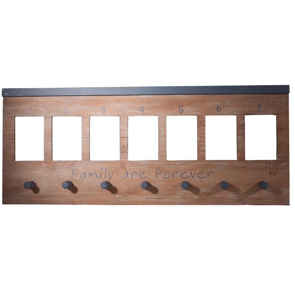 38 Inch Wood Wall Panel, Notepads, 7 Hooks, Brown By Casagear Home